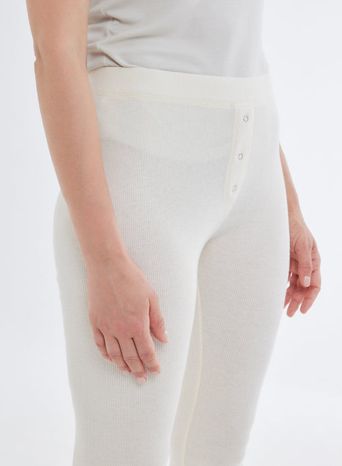 Leggings Crudos Acanalados con Botones en Algodón Orgánico - MAJESTIC FILATURES