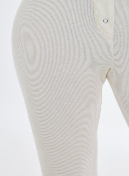 Leggings Crudos Acanalados con Botones en Algodón Orgánico - MAJESTIC FILATURES