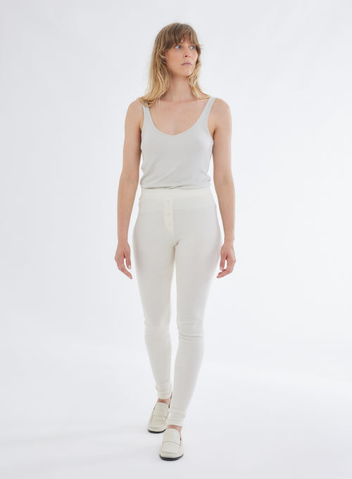 Leggings Crudos Acanalados con Botones en Algodón Orgánico - MAJESTIC FILATURES