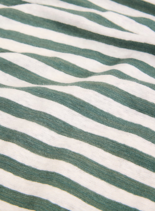 Camiseta verde de manga corta y cuello redondo de lino / elastano - MAJESTIC FILATURES
