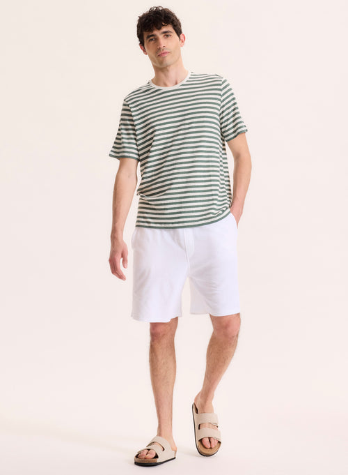 Camiseta verde de manga corta y cuello redondo de lino / elastano - MAJESTIC FILATURES