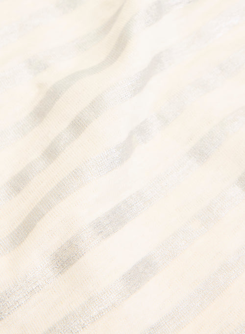 Camiseta plateada con© cuello barco y mangas tres cuartos en lino / elastano - MAJESTIC FILATURES