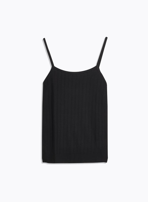 Schwarzes Tanktop mit dünnen Trägern aus Lyocell / Tencel - MAJESTIC FILATURES