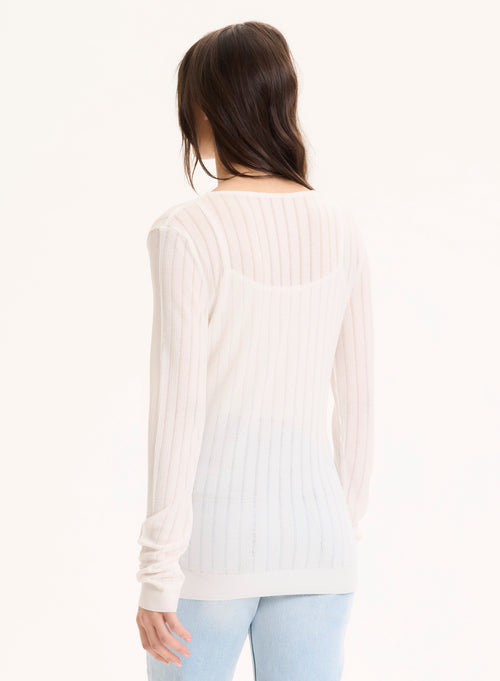 White V-neck Long-sleeved Lyocell Tencel Vest - MAJESTIC FILATURES