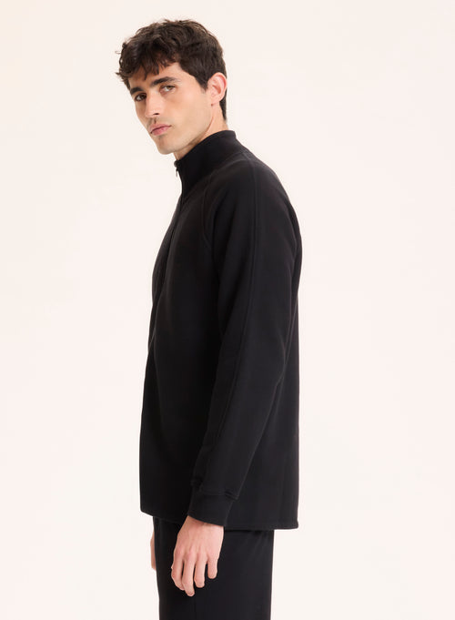 Black Long Sleeve Organic Cotton Vest - MAJESTIC FILATURES