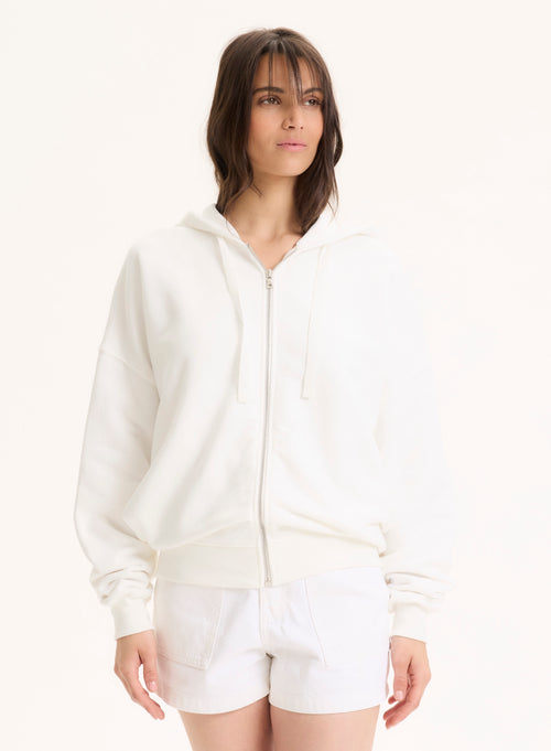 White Round Neck Long Sleeve Organic Cotton Vest - MAJESTIC FILATURES