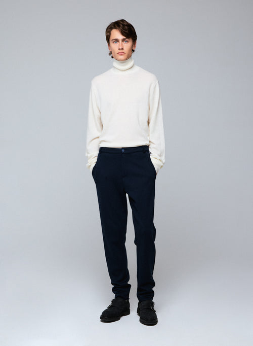 Navy trousers in Lyocell / Tencel / Organic cotton - MAJESTIC FILATURES