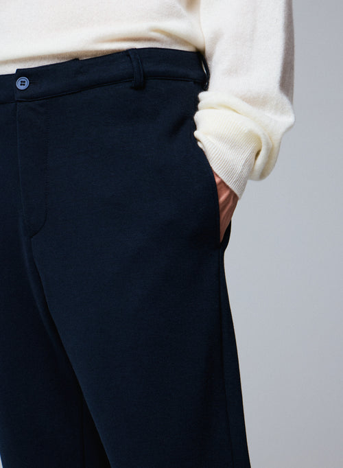 Navy trousers in Lyocell / Tencel / Organic cotton - MAJESTIC FILATURES