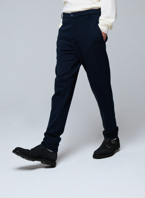 Navy trousers in Lyocell / Tencel / Organic cotton - MAJESTIC FILATURES