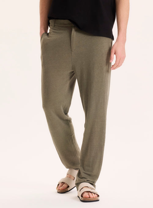 Pantalón de lino verde - MAJESTIC FILATURES