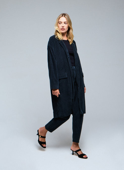 Grauer Mantel Langarmjacke aus Bio-Baumwolle / Polyester - MAJESTIC FILATURES