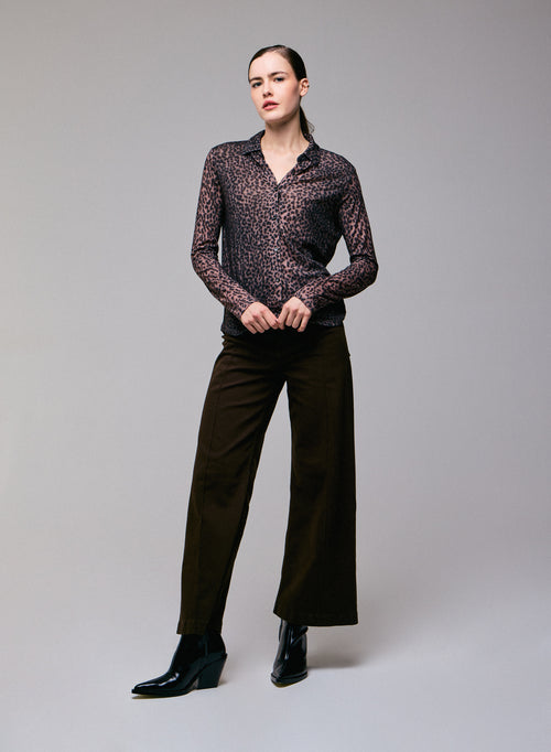 Camisa rosa de manga larga en algodón orgánico / cachemir - MAJESTIC FILATURES