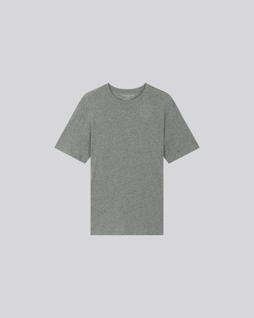 Grey Round Neck Short Sleeve T-shirt in Cotton / Cashmere - MAJESTIC FILATURES