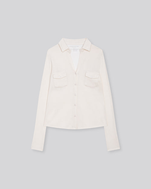 Camisa blanca de manga larga de algodón orgánico / cachemir - MAJESTIC FILATURES