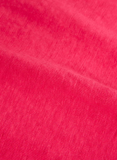 T-shirt Rose Col V Manches Courtes en Lin / Elasthanne - MAJESTIC FILATURES