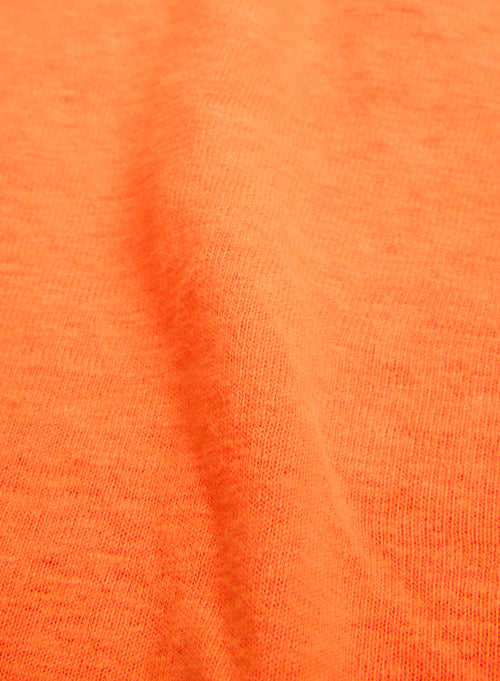 Camiseta naranja de manga corta con cuello en V de lino / elastano - MAJESTIC FILATURES