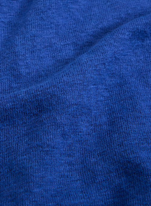 Azul tunecino lino de manga larga / elastano Cuello tunecino - MAJESTIC FILATURES