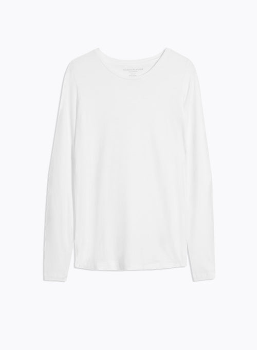White Round Neck Long Sleeves T-shirt in Viscose / Elastane - MAJESTIC FILATURES