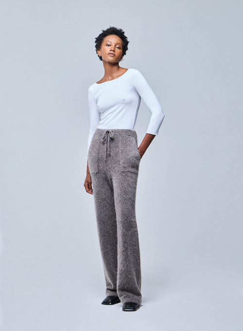 White boat neck T-shirt in Viscose and Elastane - MAJESTIC FILATURES