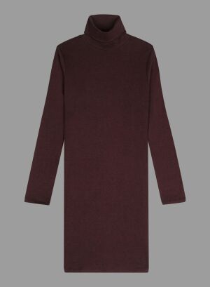 Robe Violet / Gris Col Roulé Manches Longues en Coton / Cachemire / Coton - MAJESTIC FILATURES