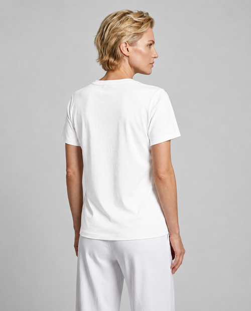 White V-neck Short-Sleeve T-shirt in Organic Cotton / Silk - MAJESTIC FILATURES
