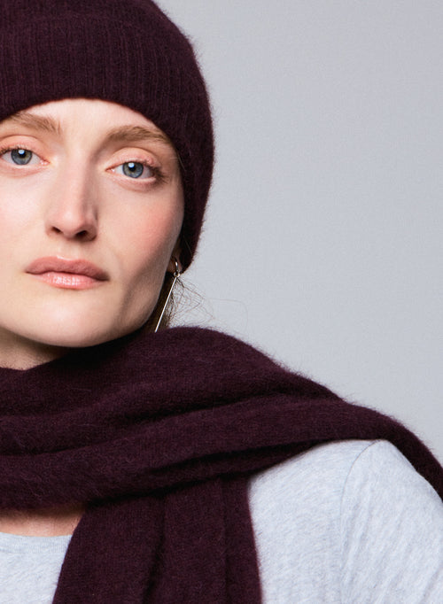 Purple beanie in Raccon wool / Polyamide - MAJESTIC FILATURES