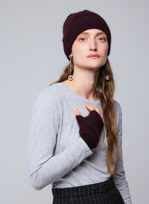 Purple beanie in Raccon wool / Polyamide - MAJESTIC FILATURES