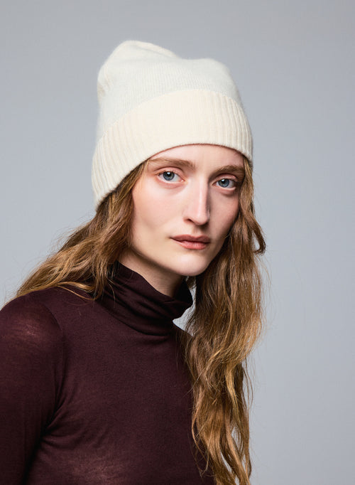 White Raccon wool / Polyamide beanie - MAJESTIC FILATURES