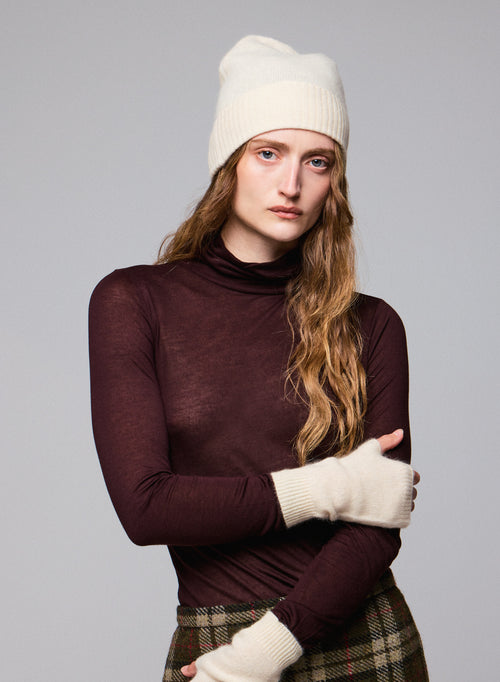 White Raccon wool / Polyamide beanie - MAJESTIC FILATURES