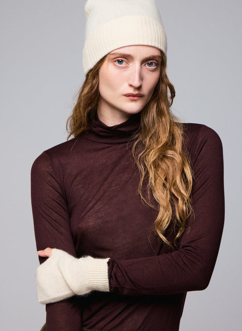White Raccon wool / Polyamide beanie - MAJESTIC FILATURES