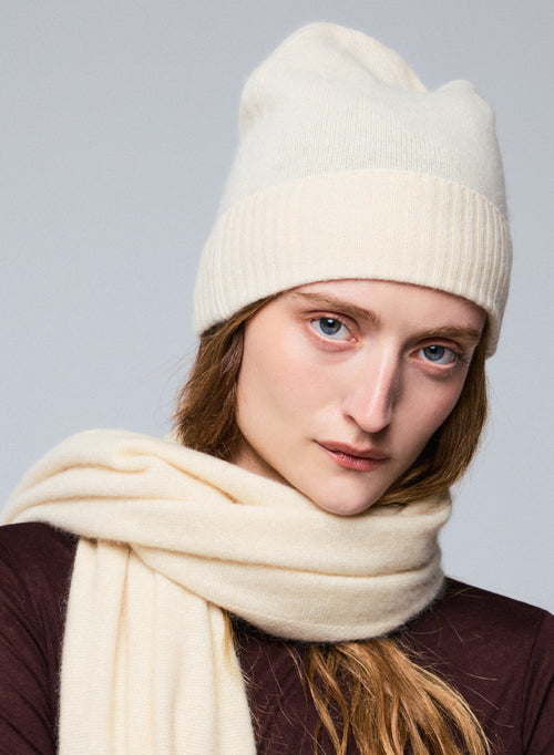 White Raccon wool / Polyamide beanie - MAJESTIC FILATURES