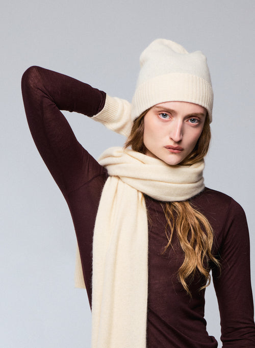 White Raccon wool / Polyamide beanie - MAJESTIC FILATURES