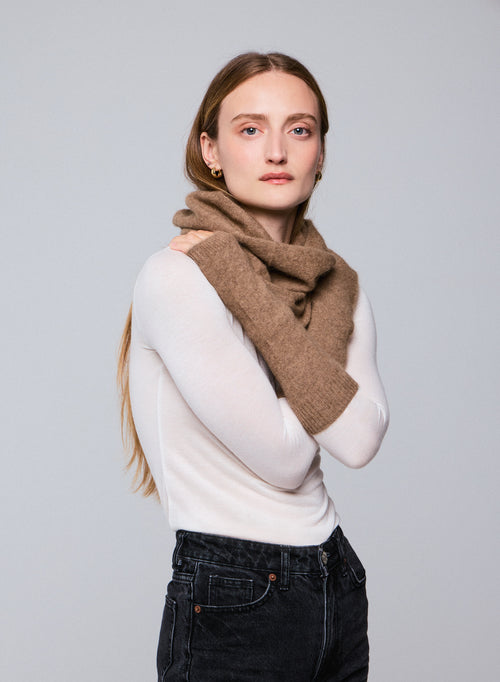 Beige mittens in Raccon wool / Polyamide - MAJESTIC FILATURES