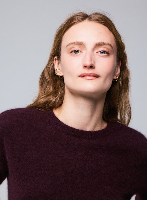 Pull Violet Col Rond Manches Longues en Raccon wool / Polyamide - MAJESTIC FILATURES