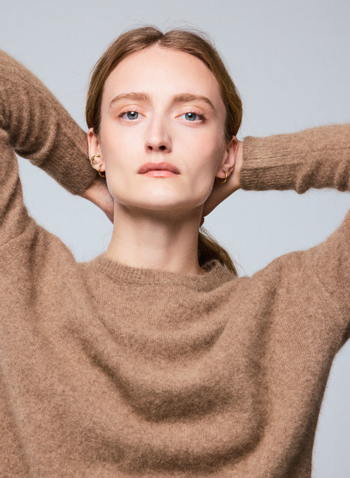 Pull Bison Col Rond Manches Longues en Raccoon wool / Polyamide - MAJESTIC FILATURES