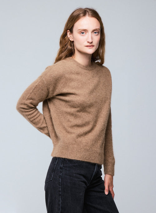 Pull Bison Col Rond Manches Longues en Raccoon wool / Polyamide - MAJESTIC FILATURES