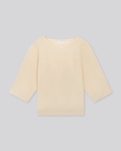 Pull Blanc Col Rond Manches Kimono en Raccon wool / Polyamide - MAJESTIC FILATURES