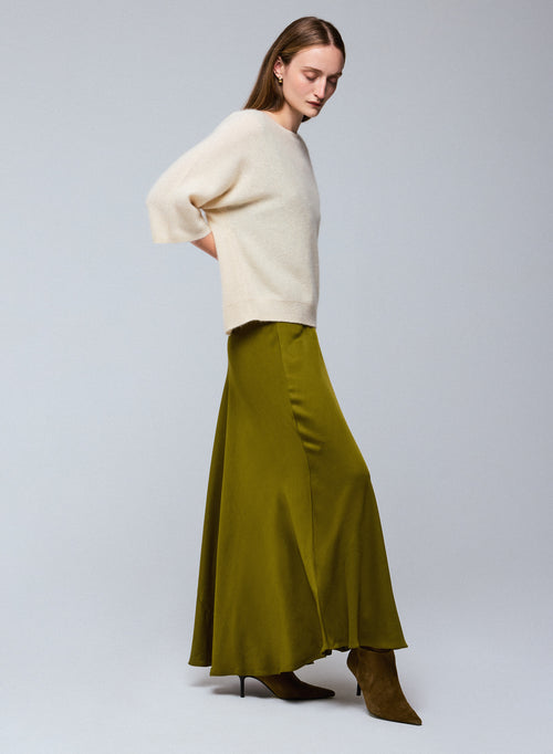 Pull Blanc Col Rond Manches Kimono en Raccon wool / Polyamide - MAJESTIC FILATURES