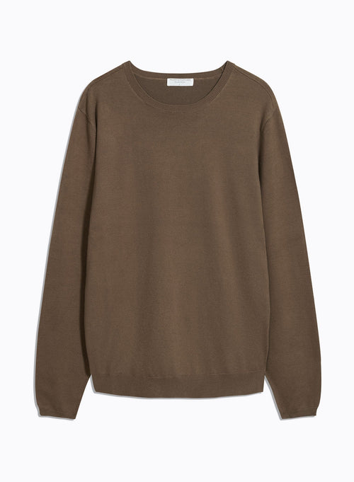 Brown Long Sleeve Round Neck Sweater - MAJESTIC FILATURES