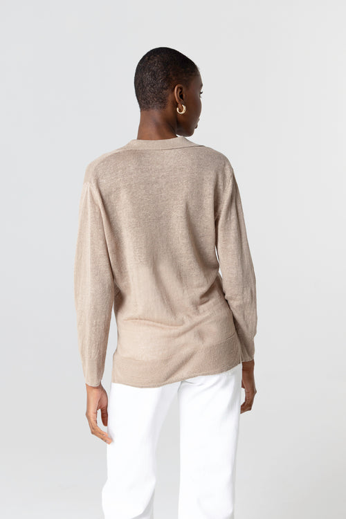 Polo Désert de manga tres cuartos en lino - MAJESTIC FILATURES