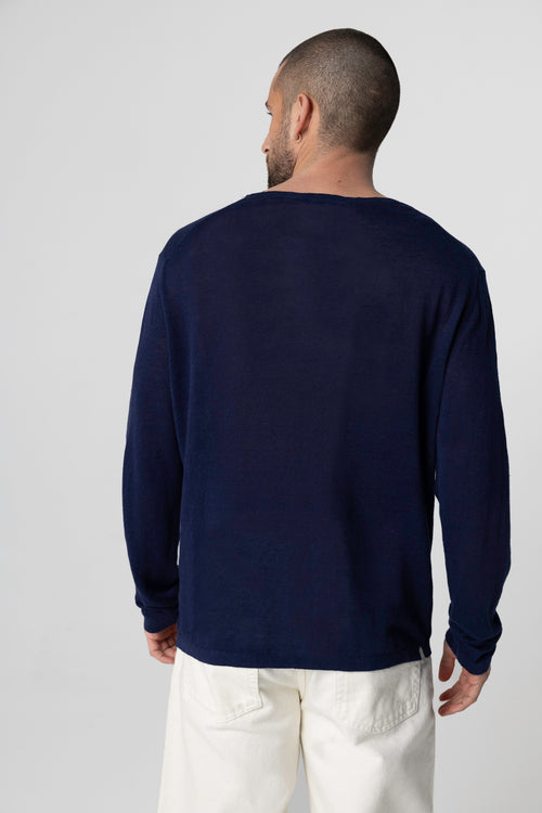 Pull Blue Moon Col Rond Manches Longues en Lin - MAJESTIC FILATURES