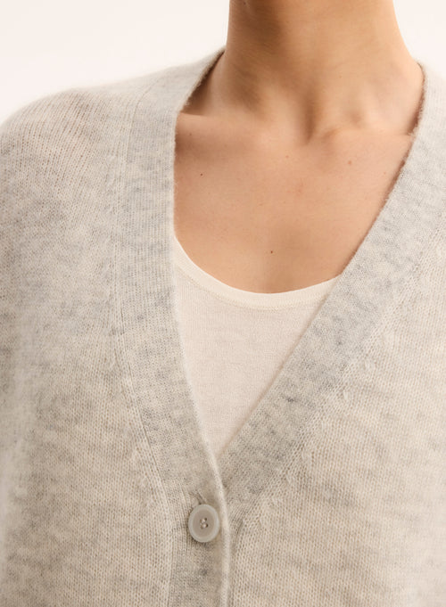 White V-Neck Long Sleeve Vest - MAJESTIC FILATURES