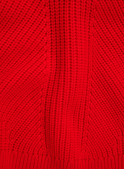 Red Round Neck Long Sleeve Sweater - MAJESTIC FILATURES