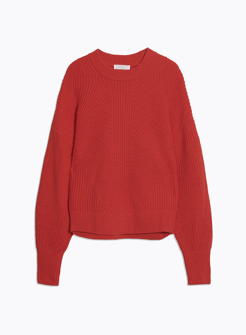 Red Round Neck Long Sleeve Sweater - MAJESTIC FILATURES