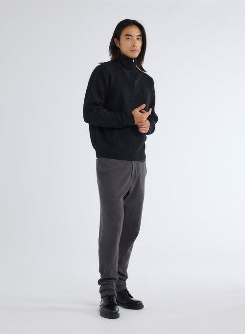 Black High Neck Long Sleeve Sweater - MAJESTIC FILATURES