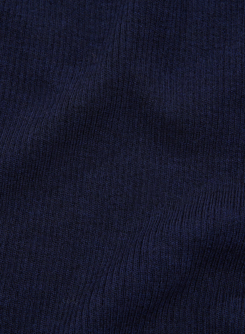 Navy Crew Neck Long Sleeve Sweater - MAJESTIC FILATURES