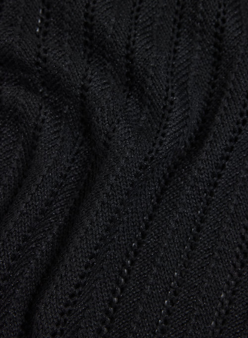 Black V-Neck Long Sleeve Sweater - MAJESTIC FILATURES