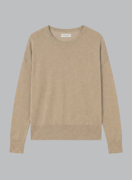 Pullover mit Rundhalsausschnitt und langen Ärmeln aus Acetat / Metallfaser / Polyamid in Gold - MAJESTIC FILATURES