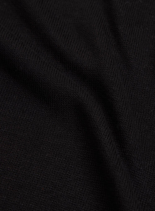 Polo Noir Col Polo Manches Courtes en Soie / Viscose - MAJESTIC FILATURES