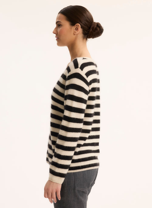 Navy Crew Neck Long Sleeve Sweater - MAJESTIC FILATURES